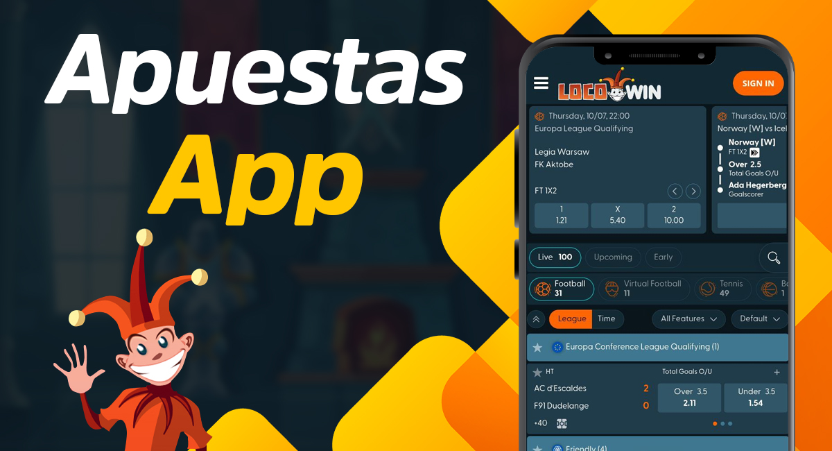 Aplicación móvil Locowin para apuestas deportivas